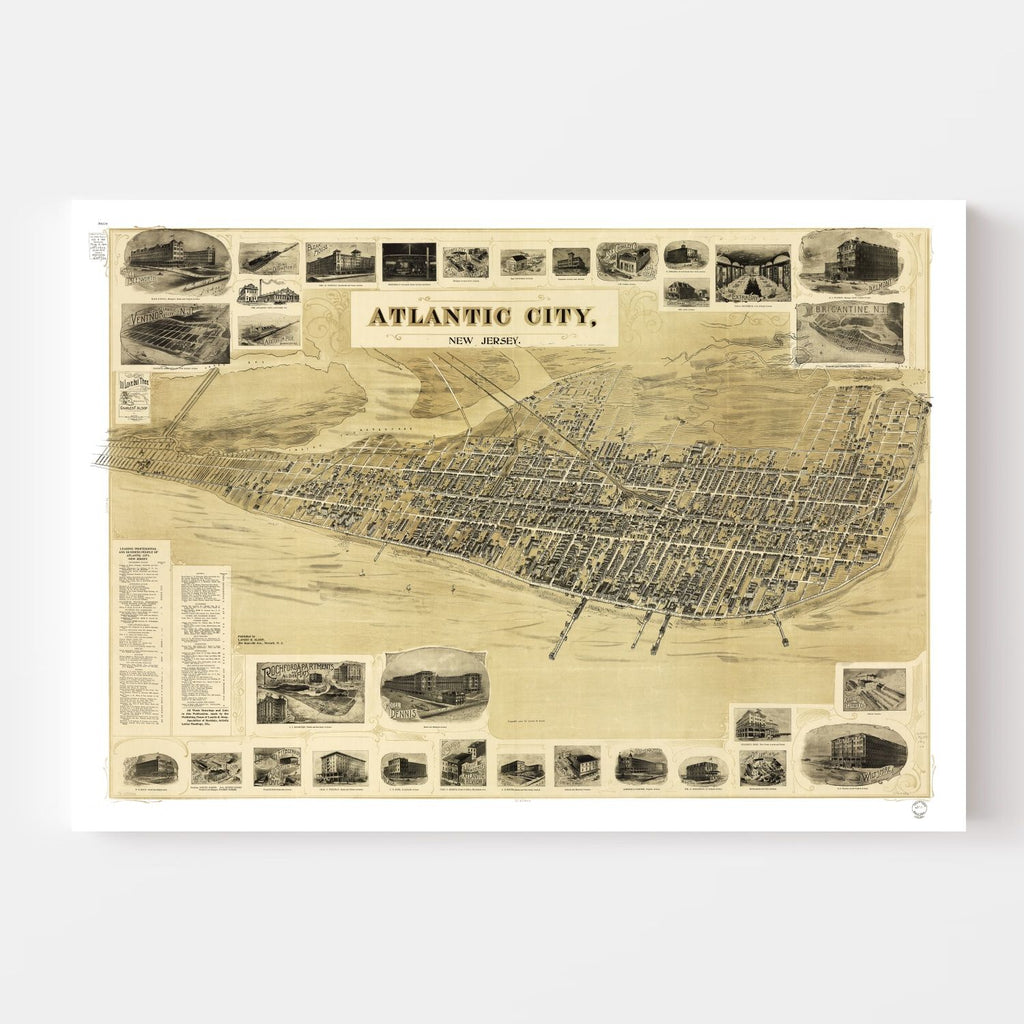 Vintage Map of Atlantic City, New Jersey 1900