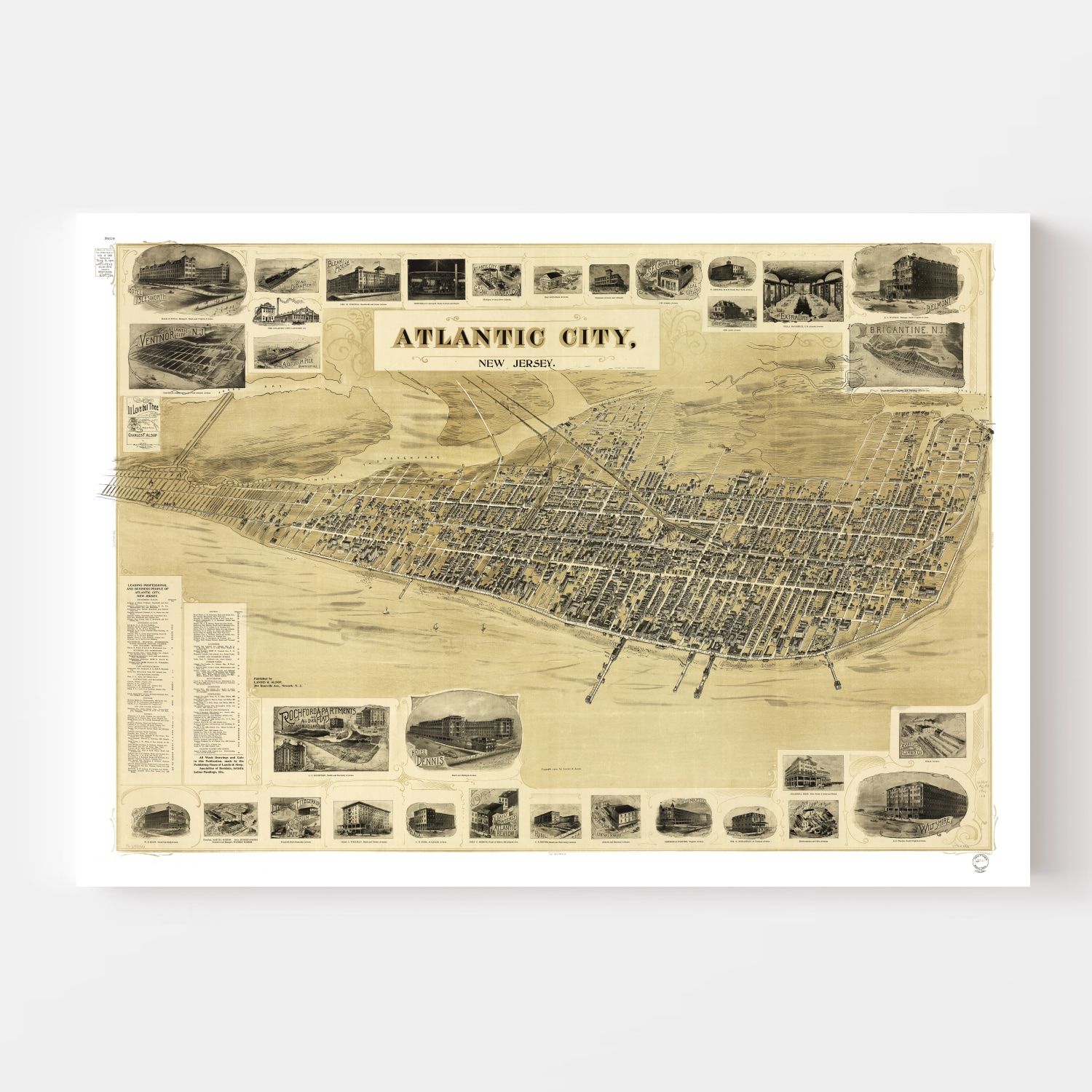 Vintage Map of Atlantic City, New Jersey 1900