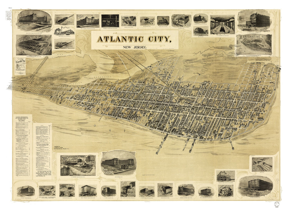 Vintage Map of Atlantic City, New Jersey 1900