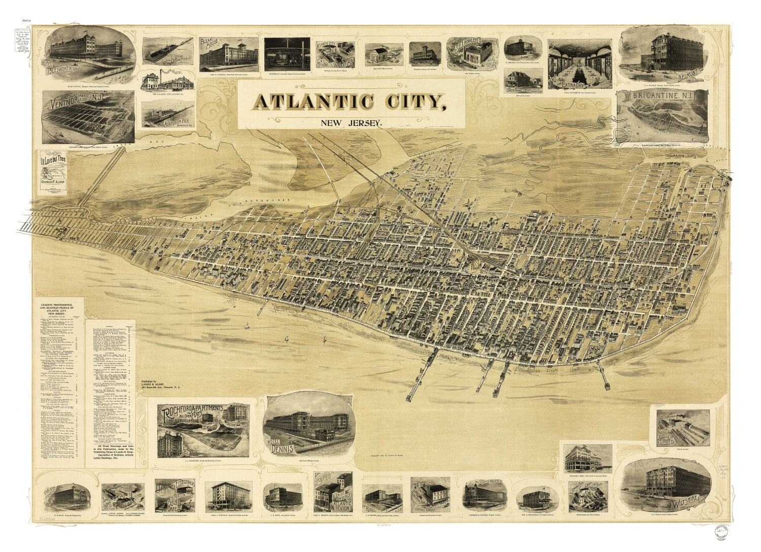 Vintage Map of Atlantic City, New Jersey 1900