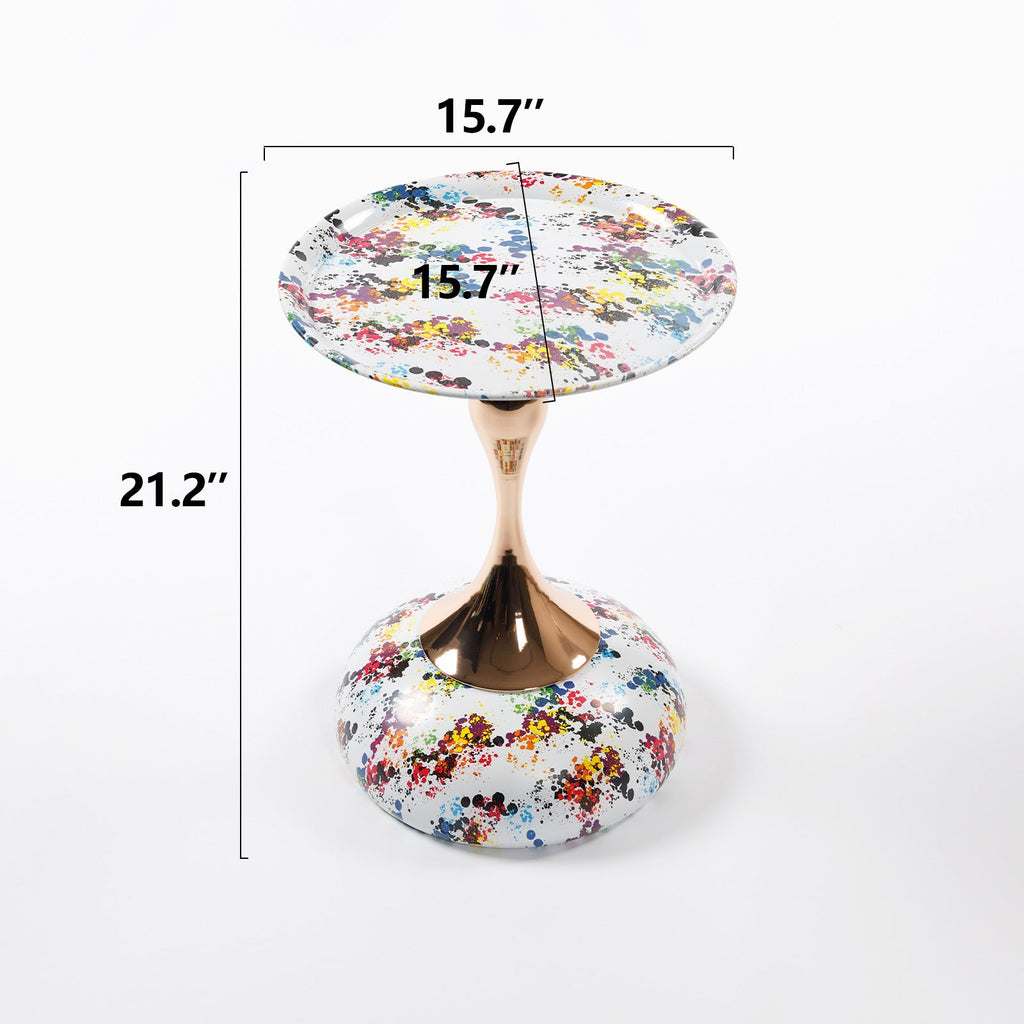 Mermaid Tail End Coffee Table Round Side Table, Modern Metal Pedestal Table, Minimalist Accent Table for Small Spaces, Drink Martini Table Decoration for Living Room