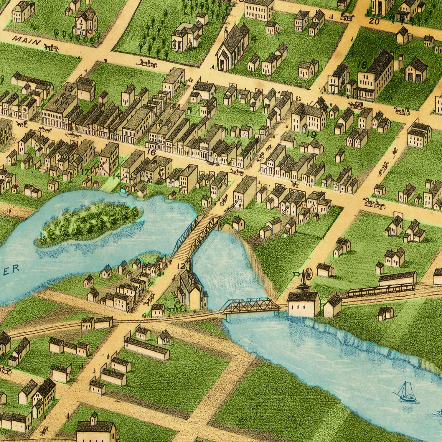 Vintage Map of Sioux Falls, South Dakota 1881