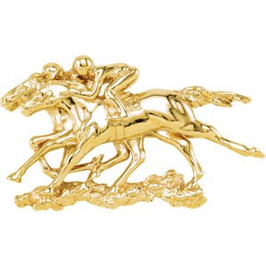 14K Yellow Gold Down to the Wire Horse Brooch/Pendant