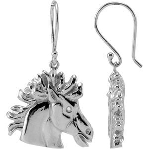 14K White Gold 1.3 mm Round Left Magnificent Lipizzaner Earring Mounting – image 2