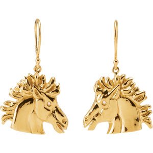 14K Yellow Gold .025 CTW Natural Diamond Magnificent Lipizzaner Earrings