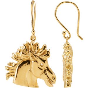 14K Yellow Gold .025 CTW Natural Diamond Magnificent Lipizzaner Earrings – image 4