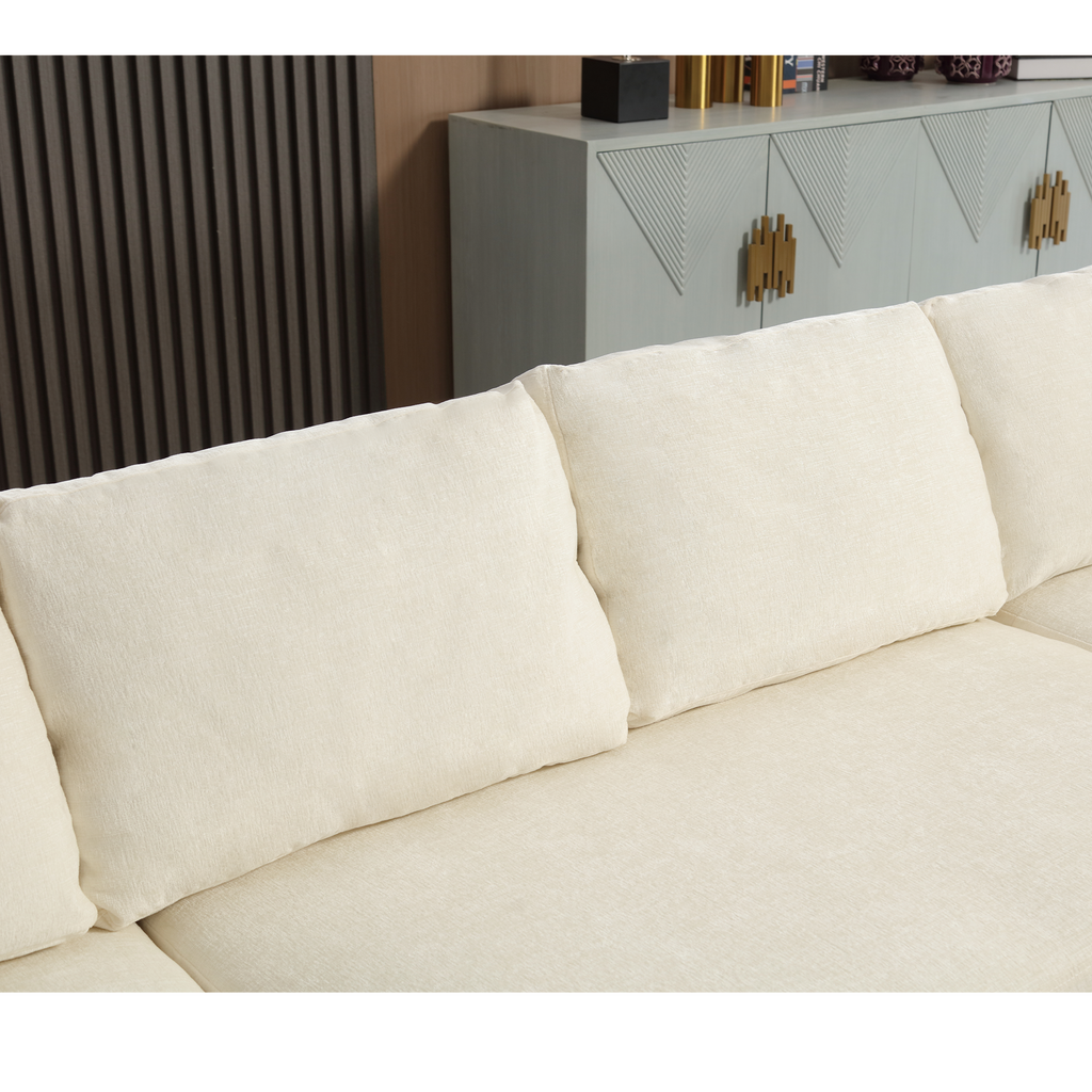 [NEW ARRIVED] [VIDEO PROVIDED]110.75' Sectional Sofa,Oversized modular sofa,Chaise Storage, Modern U Shaped  Couch , Upholstered Sofas,Chenille,Crystal button , Living Room, Apartment,  Beige