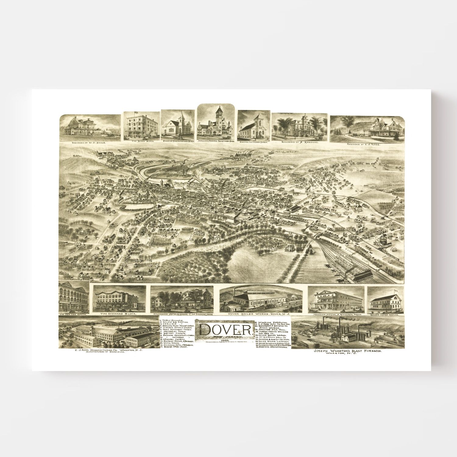 Vintage Map of Dover, New Jersey 1903