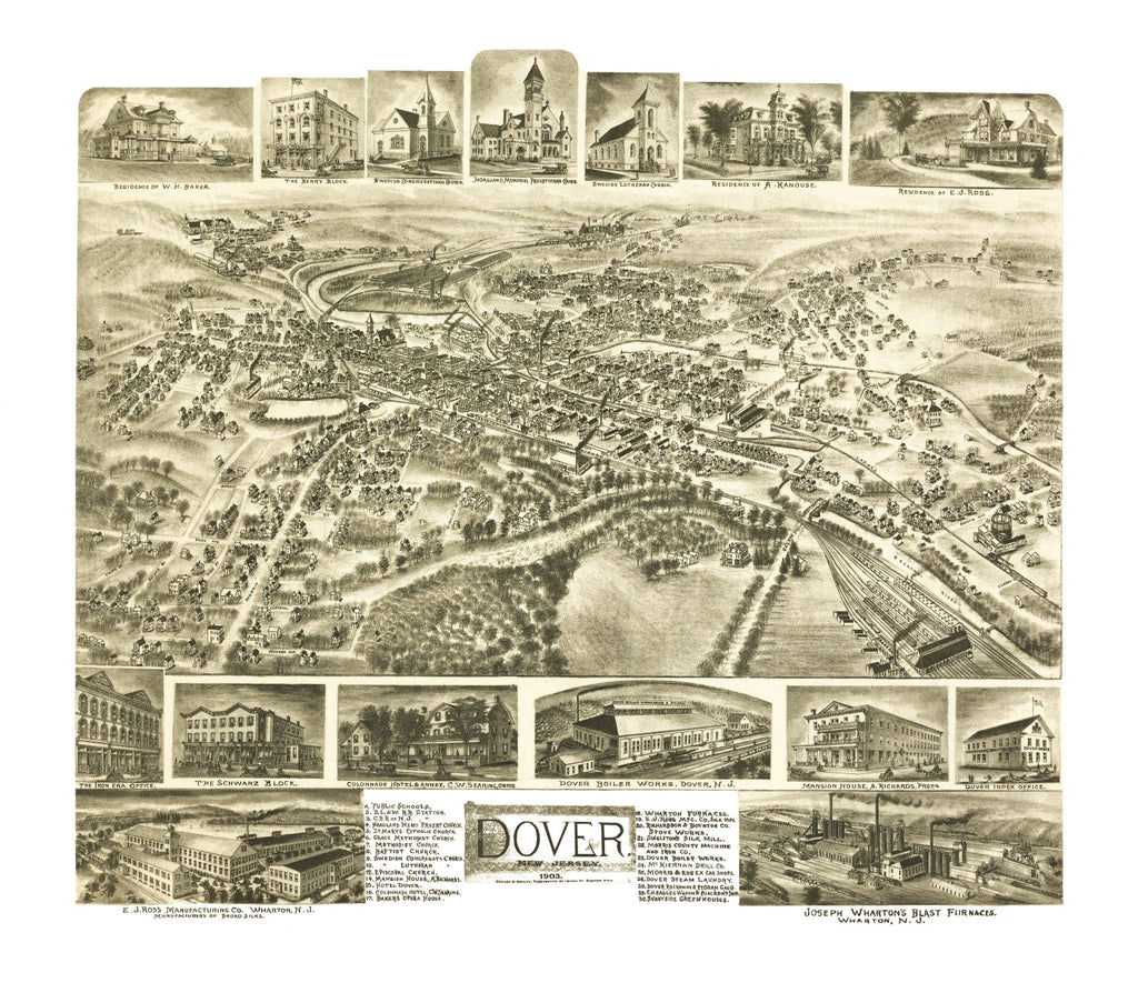 Vintage Map of Dover, New Jersey 1903