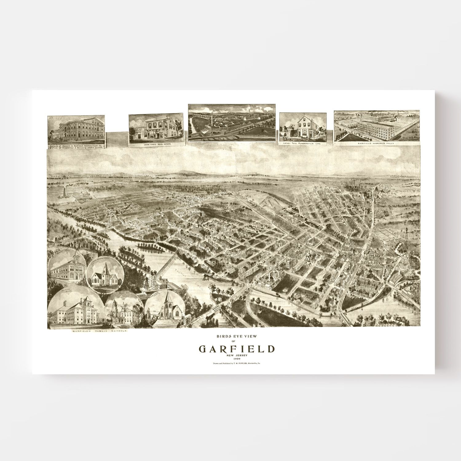 Vintage Map of Garfield, New Jersey 1909