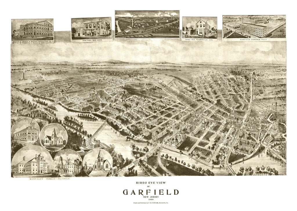 Vintage Map of Garfield, New Jersey 1909
