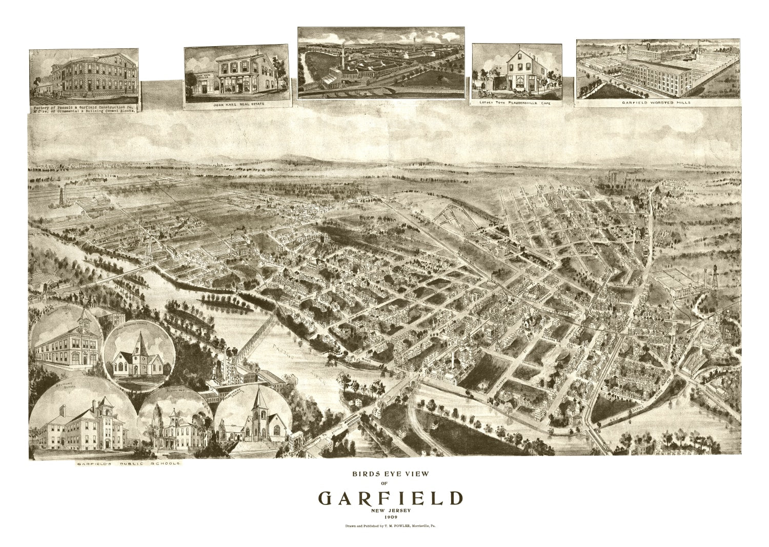 Vintage Map of Garfield, New Jersey 1909
