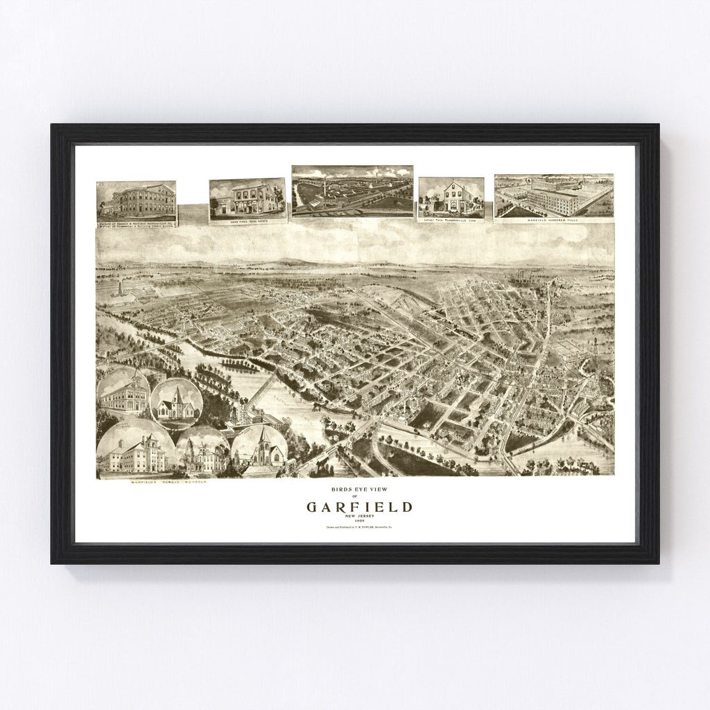 Vintage Map of Garfield, New Jersey 1909
