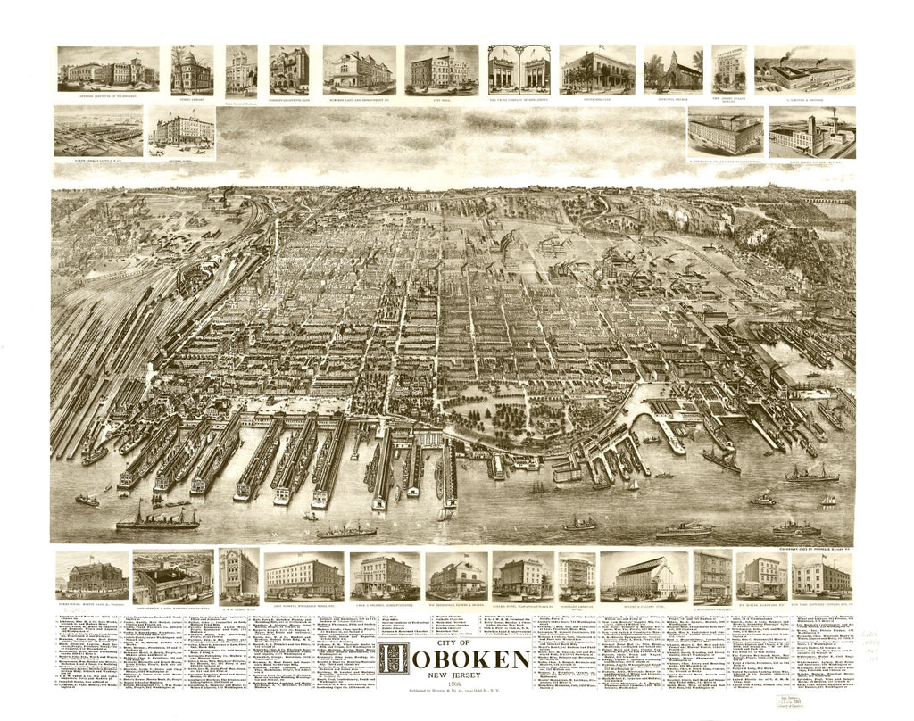 Vintage Map of Hoboken, New Jersey 1903