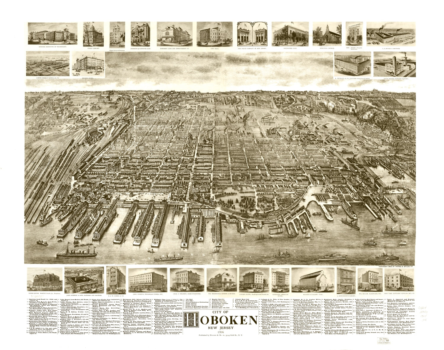 Vintage Map of Hoboken, New Jersey 1903