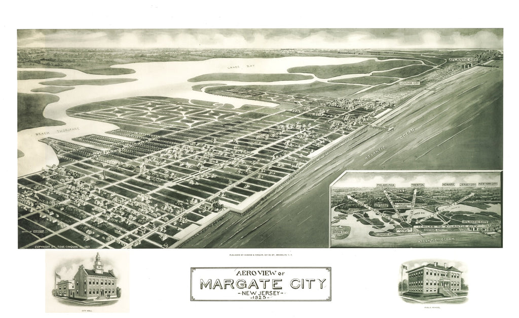 Vintage Map of Margate City, New Jersey 1925