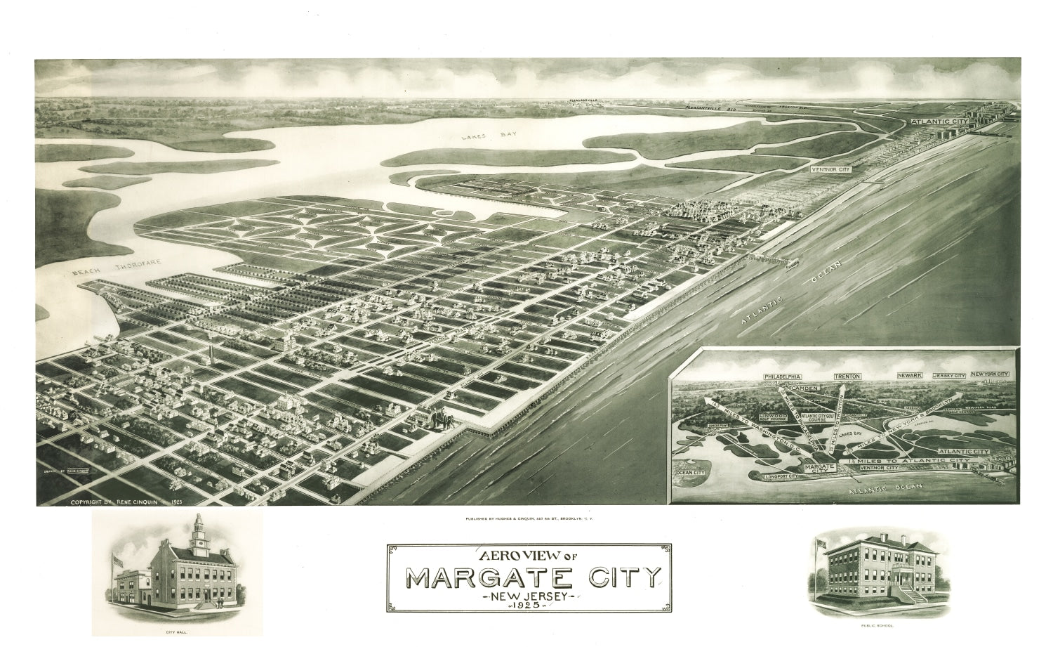 Vintage Map of Margate City, New Jersey 1925