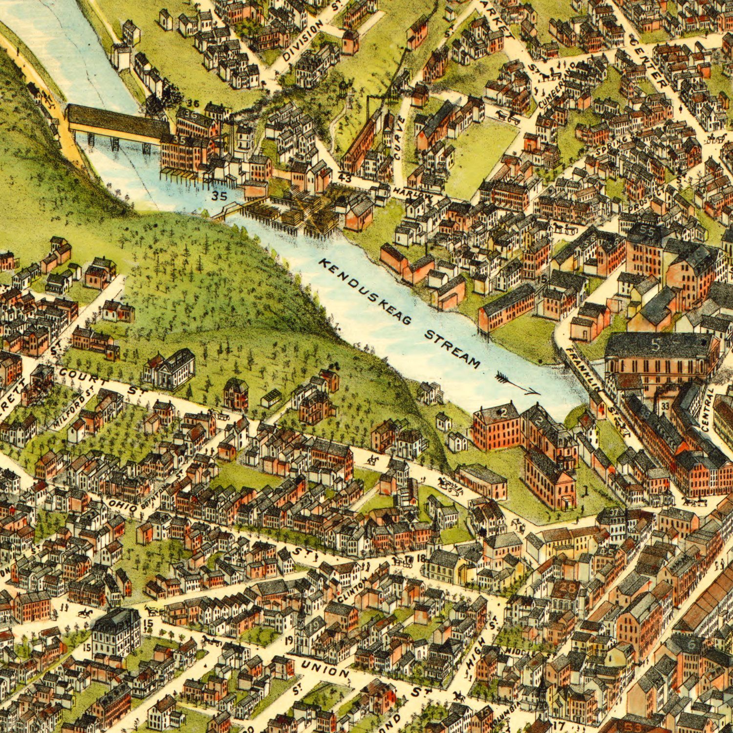Vintage Map of Bangor, Maine 1875