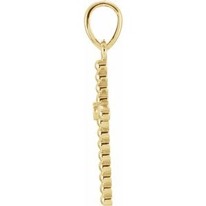 14K Yellow Gold 24.8x12.2 mm .02 CTW Natural Diamond Beaded Cross Pendant