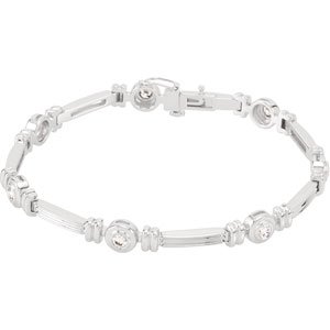 14K White Gold 1 CTW Natural Diamond Line 7" Bracelet