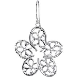14K White Gold 1.7 mm Round Flower Earring Mounting