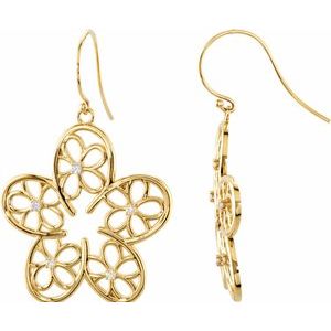 14K Yellow Gold 1/6 CTW Natural Diamond Flower Earrings
