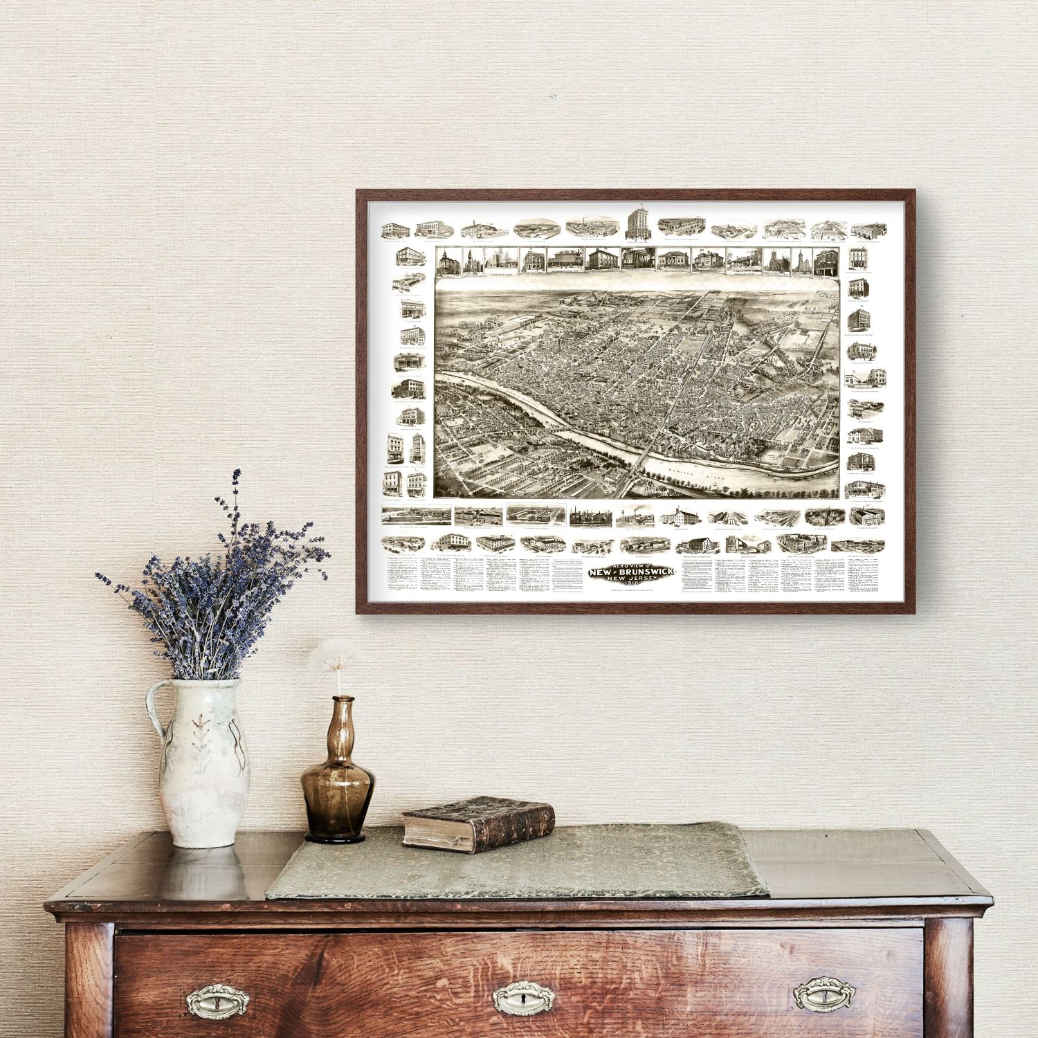 Vintage Map of New Brunswick, New Jersey 1910