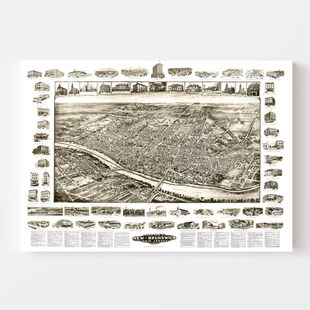 Vintage Map of New Brunswick, New Jersey 1910