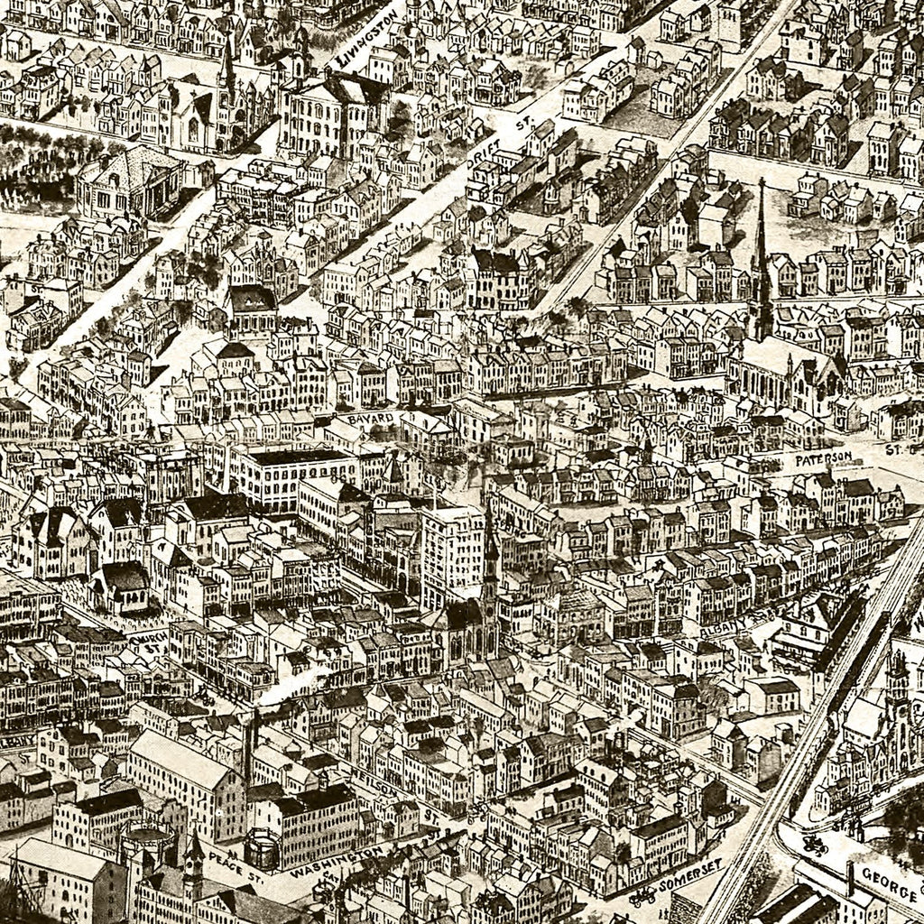 Vintage Map of New Brunswick, New Jersey 1910