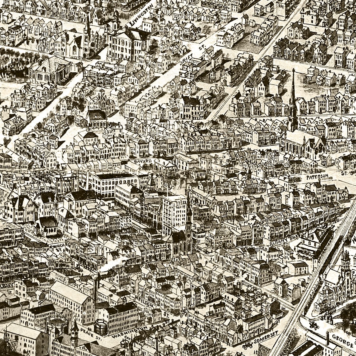 Vintage Map of New Brunswick, New Jersey 1910