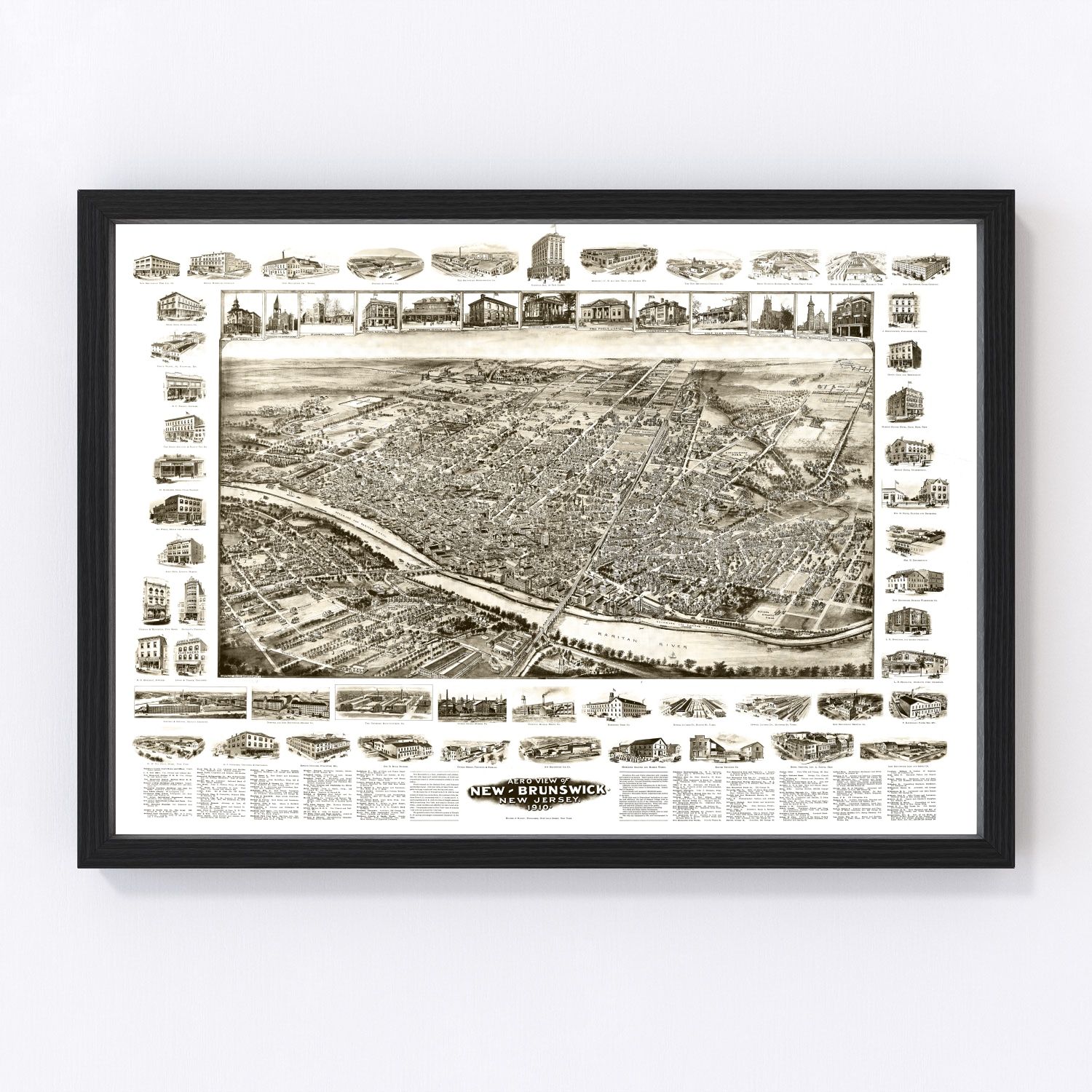 Vintage Map of New Brunswick, New Jersey 1910