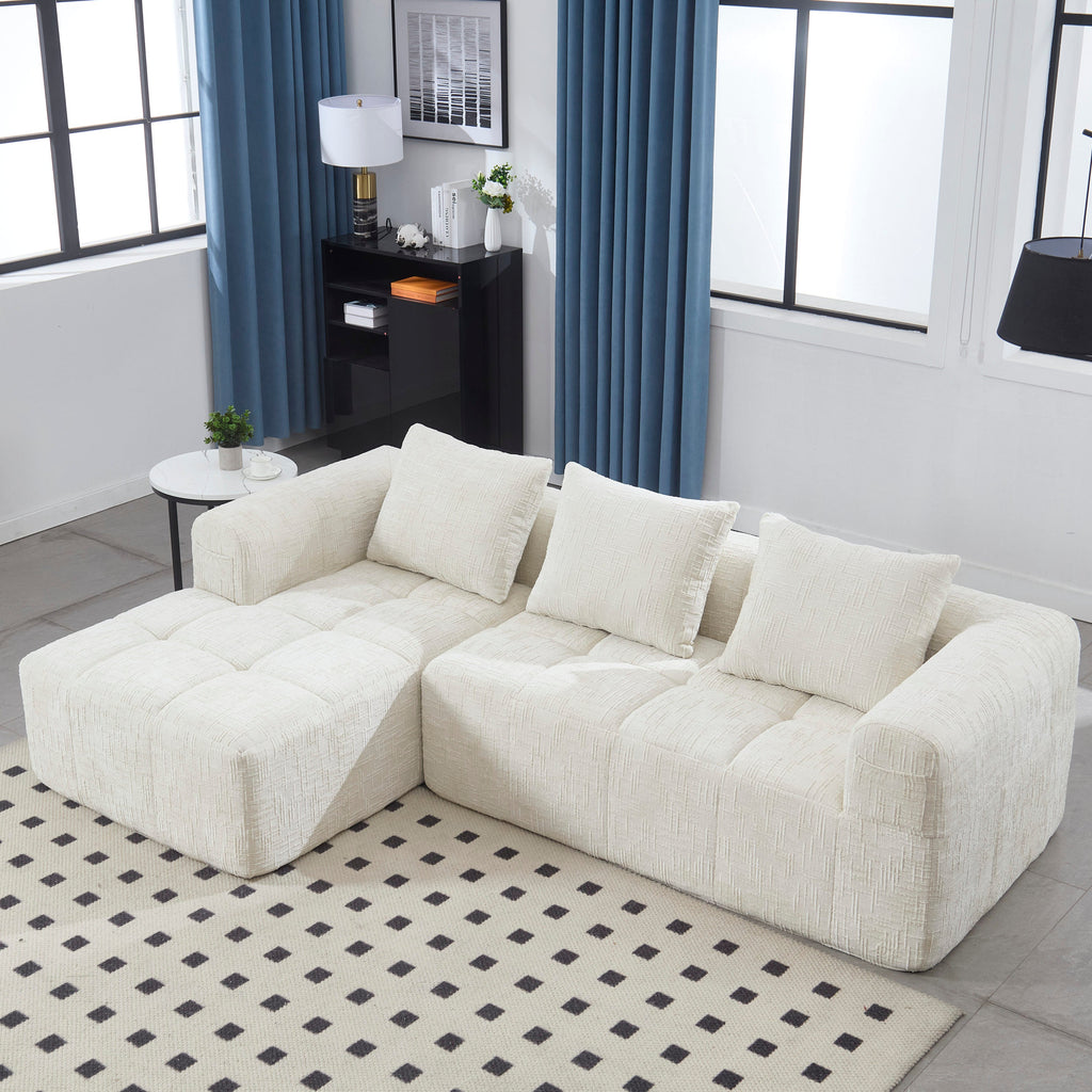 UNITED WE WIN 98.42-inch modular sectional sofa, modern modular L-shaped sofa with chaise longue, equipped with small side pockets and free of compression during installation.