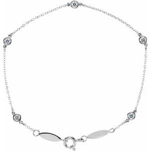 14K White Gold 1/3 CTW Natural Diamond Bezel-Set Station 7" Bracelet