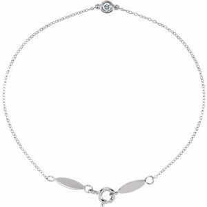 14K White Gold .08 CT Natural Diamond 7" Bracelet