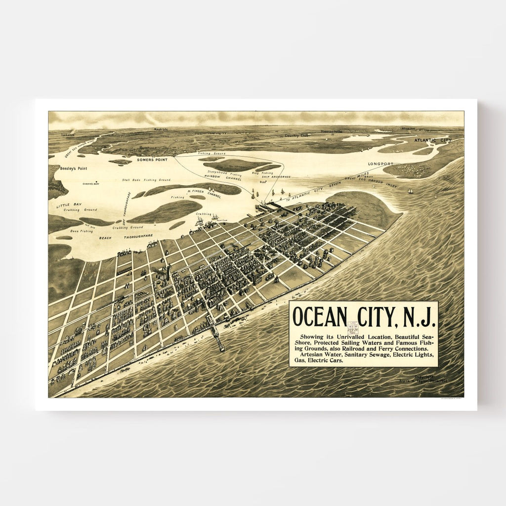 Vintage Map of Ocean City, New Jersey 1903