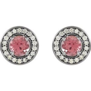 18K White Gold 4.4 mm Round Halo-Style Earring Mounting – image 3
