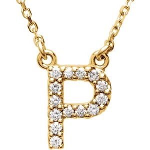 14K Yellow Gold 1/6 CTW Natural Diamond Initial P 16" Necklace