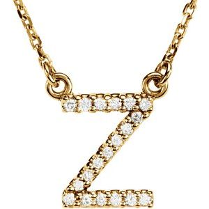 14K Yellow Gold .08 CTW Natural Diamond Initial Z 16" Necklace