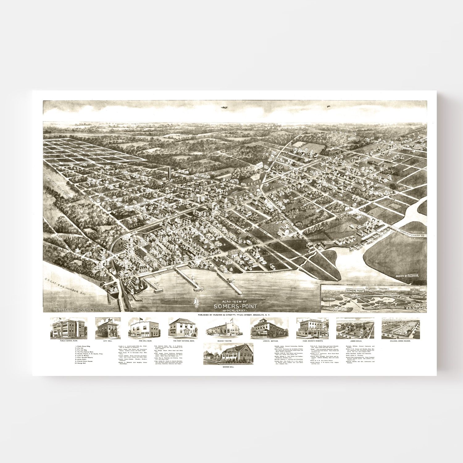 Vintage Map of Somers Point, New Jersey 1925