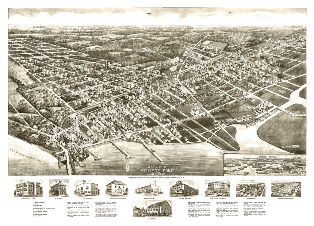 Vintage Map of Somers Point, New Jersey 1925