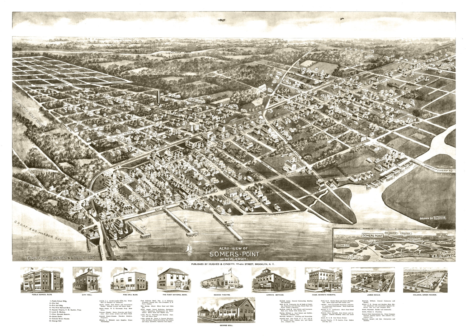 Vintage Map of Somers Point, New Jersey 1925