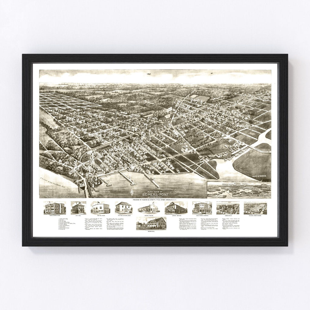 Vintage Map of Somers Point, New Jersey 1925