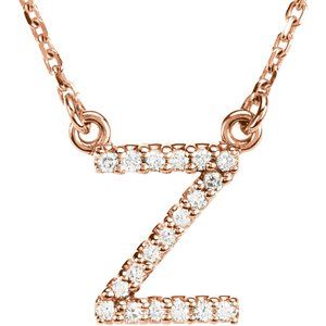 14K Rose Gold .08 CTW Natural Diamond Initial Z 16" Necklace
