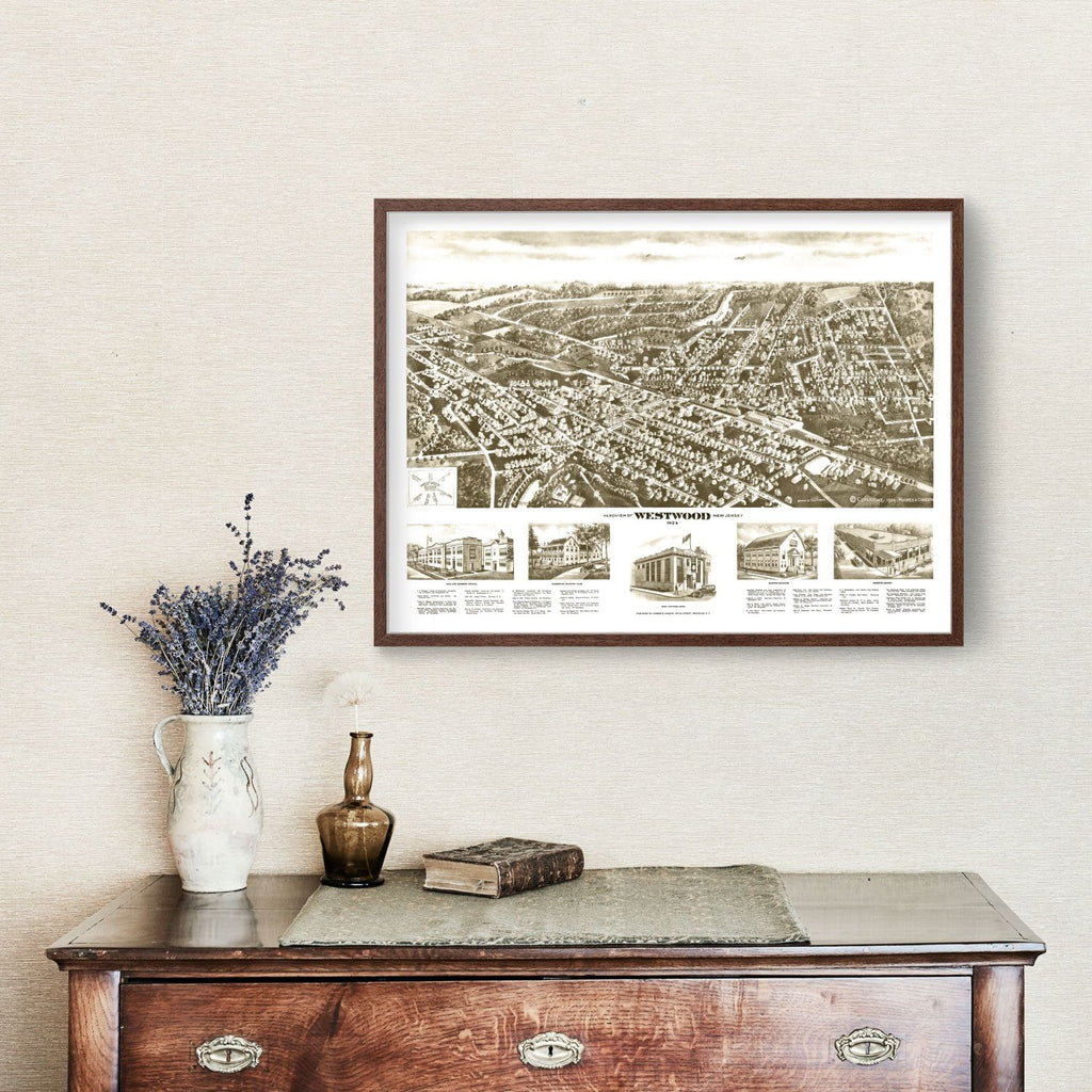 Vintage Map of Westwood, New Jersey 1924