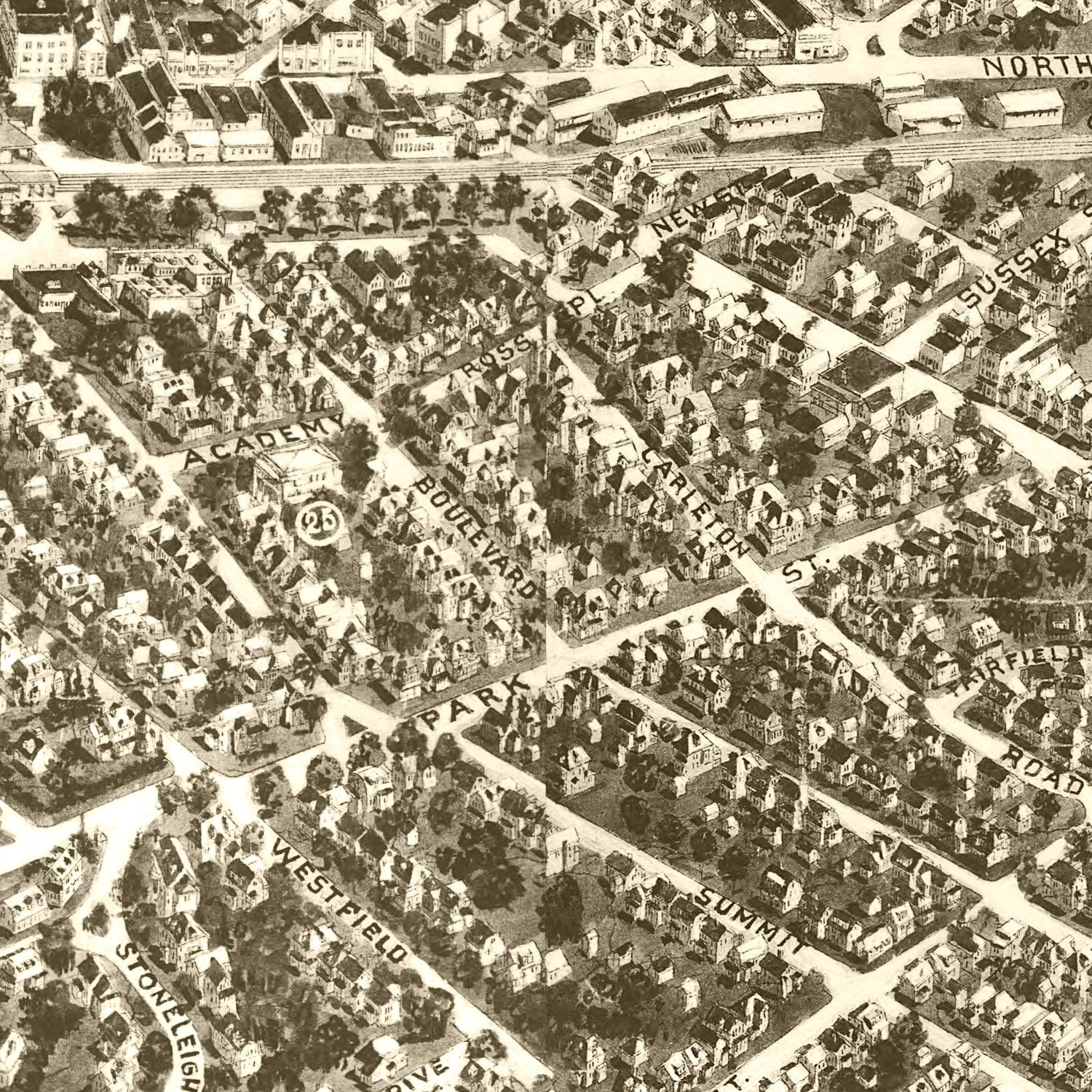 Vintage Map of Westfield, New Jersey 1929