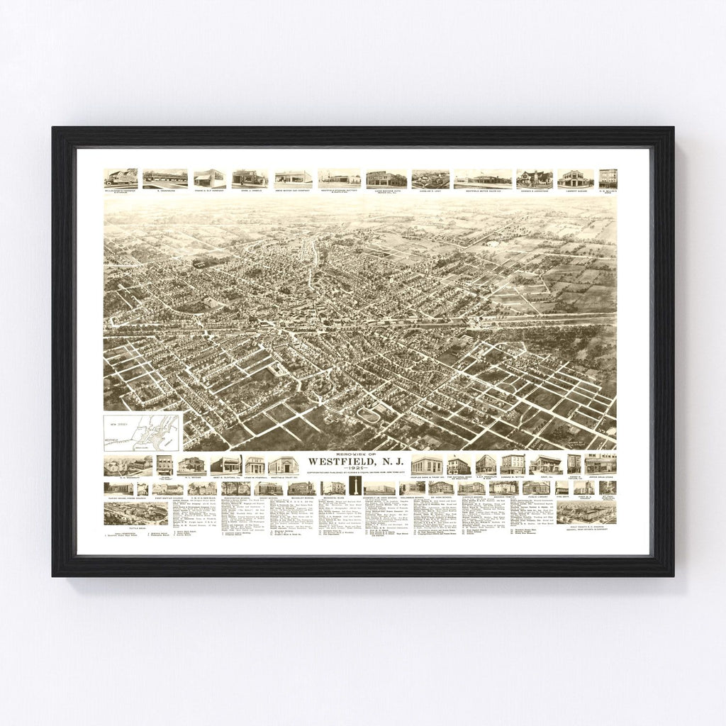 Vintage Map of Westfield, New Jersey 1929