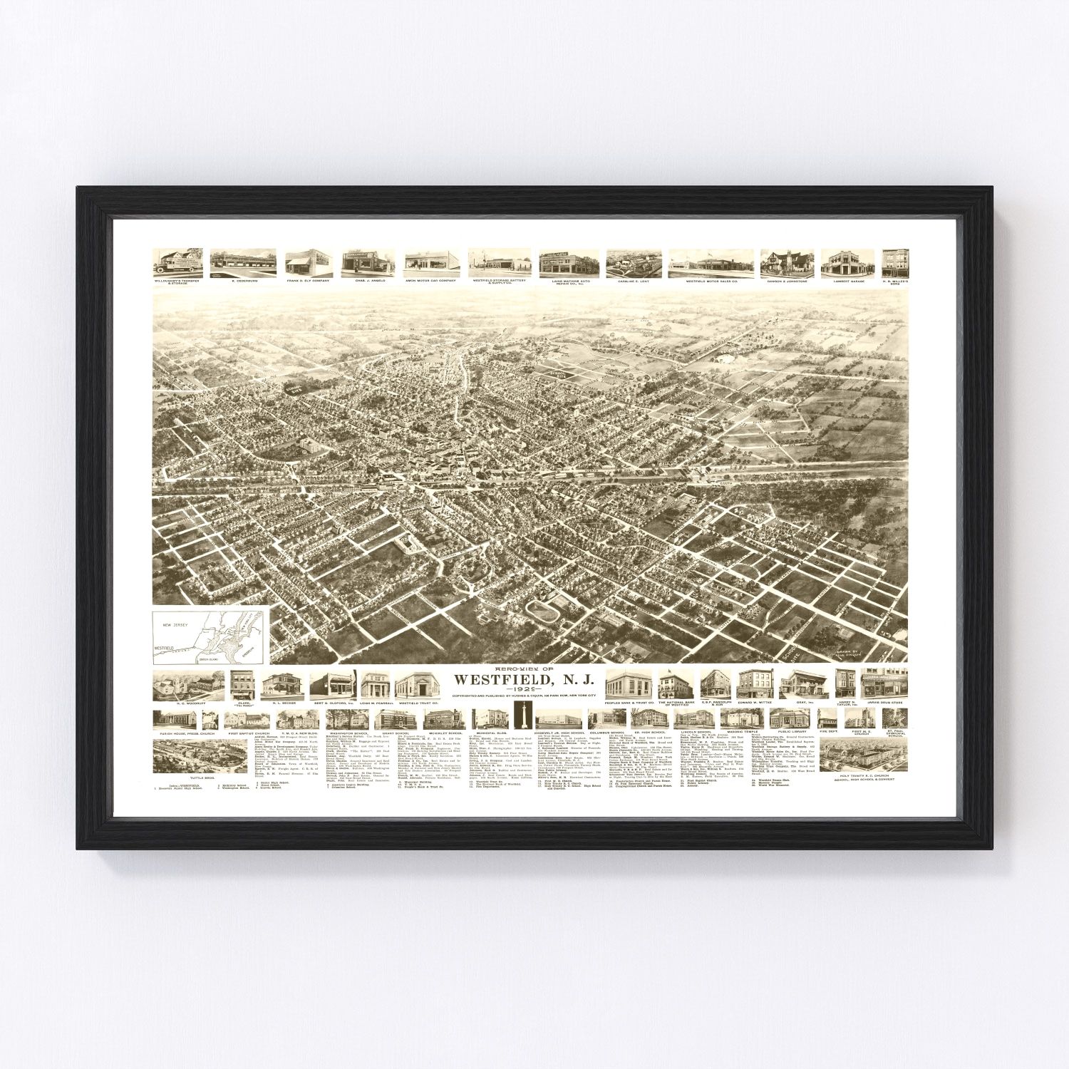 Vintage Map of Westfield, New Jersey 1929