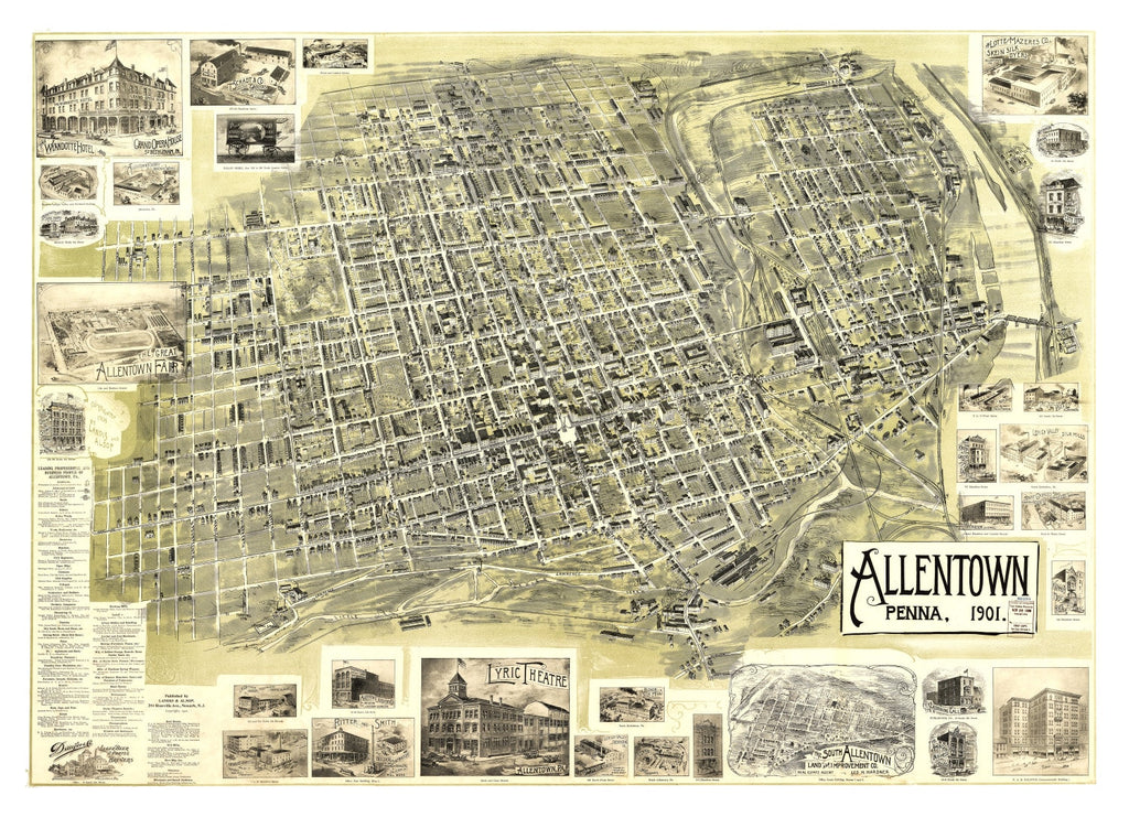 Vintage Map of Allentown, Pennsylvania 1901