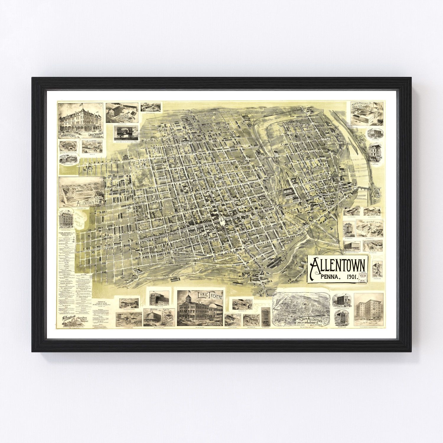 Vintage Map of Allentown, Pennsylvania 1901