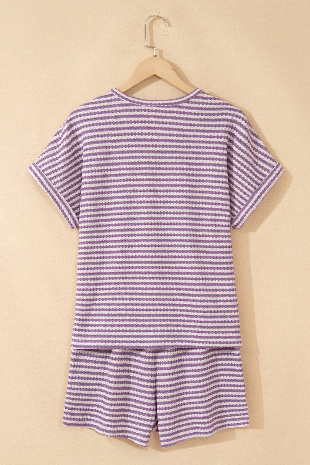 Stripe Textured Knit Top & Short Set